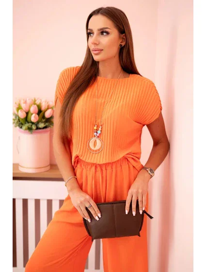 Viskózový komplet plisovaná halenka + kalhoty model 21961205 - K-Fashion Viskózový komplet plisovaná halenka + kalhoty model 21961205 - K-Fashion