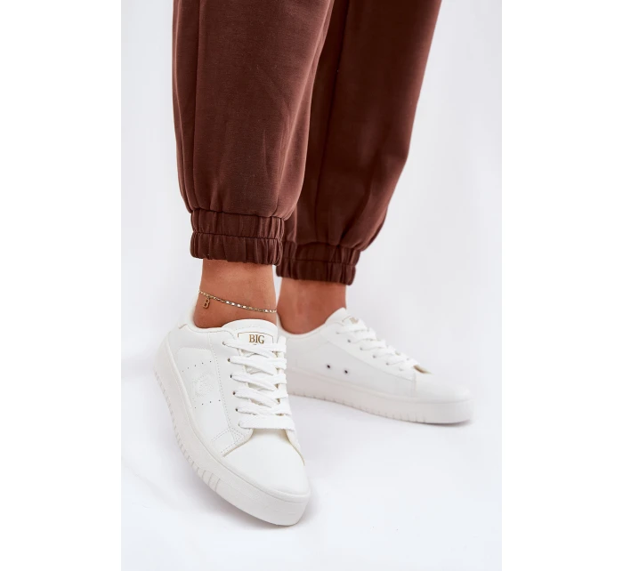 Nízké Dámské Tenisky Z Eko Kůže Big Star NN274577 Bílé Nízké Dámské Tenisky Z Eko Kůže Big Star NN274577 Bílé