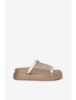 Zdobené dámské sandály na platformě se síťkou S.Barski MY51-016 zlaté Zdobené dámské sandály na platformě se síťkou S.Barski MY51-016 zlaté