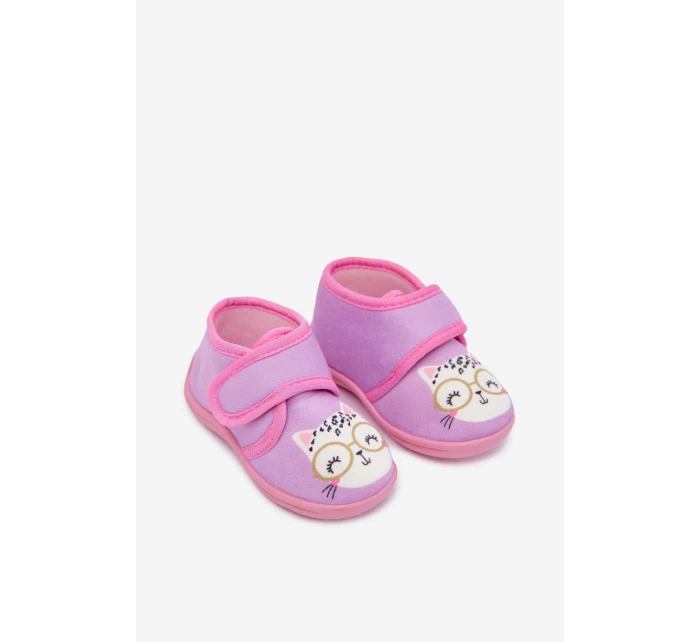 Dětské pantofle na suchý zip fialové Katline Dětské pantofle na suchý zip fialové Katline