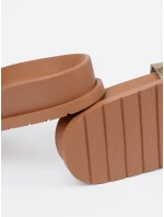 Krásné  nazouváky dámské hnědé na plochém podpatku