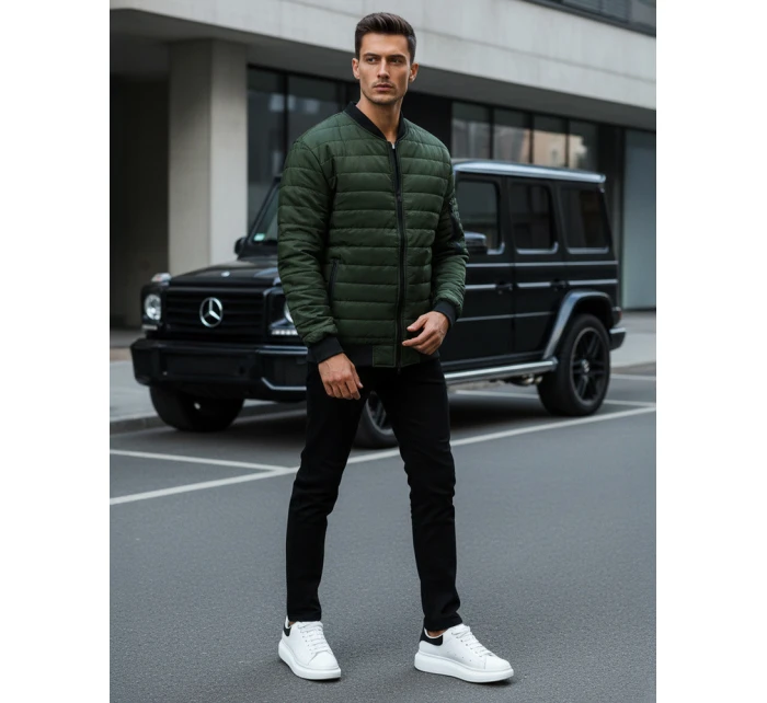 Pánská prošívaná bunda bomber zelená TX2211A Pánská prošívaná bunda bomber zelená TX2211A