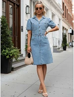 Dámské džínové šaty s krátkými rukávy, modré, FashionStreet EY2687 Dámské džínové šaty s krátkými rukávy, modré, FashionStreet EY2687