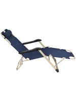 TURISTICKÉ VÍCEPOLOHOVÉ KŘESLO GARDA S OPĚRKOU HLAVY TMAVĚ MODRÁ - BÉŽOVÁ