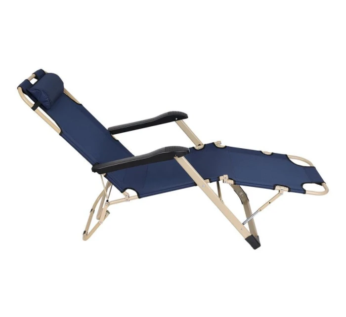 TURISTICKÉ VÍCEPOLOHOVÉ KŘESLO GARDA S OPĚRKOU HLAVY TMAVĚ MODRÁ - BÉŽOVÁ