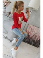 Halenka s 3D grafikou ptáka červená Halenka s 3D grafikou ptáka červená