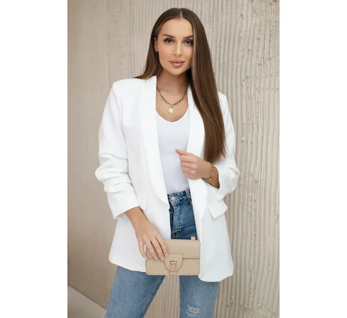 Sako s klopami elegantní ecru