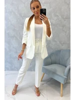 Elegantní souprava saka a kalhot v barvě ecru