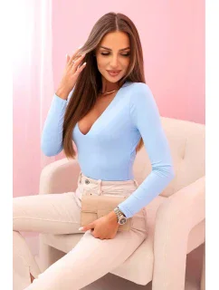 Dámská halenka s dlouhým rukávem a hlubokým výstřihem modrý