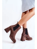 Semišové boty na masivním podpatku model 21593651 Brown - Laura Messi