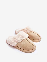 Dámské Papuče Klapky s Kožešinou Světle Béžové Pinky