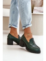 model 21669241 Elegantní dámské polobotky na podpatku přírodní kůže tmavě zelené - Zazoo model 21669241 Elegantní dámské polobotky na podpatku přírodní kůže tmavě zelené - Zazoo