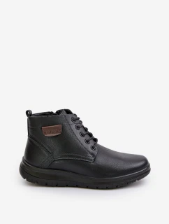 Pánské zateplené boty na zip šněrovací černé Hlimena