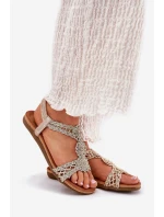 Plné Dámské Sandály S Vzorem  Zlaté model 21693554 - Artiker