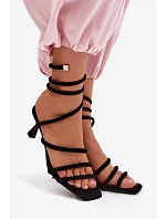 Dámské sandály na podpatku s pásky Černé Samara Dámské sandály na podpatku s pásky Černé Samara