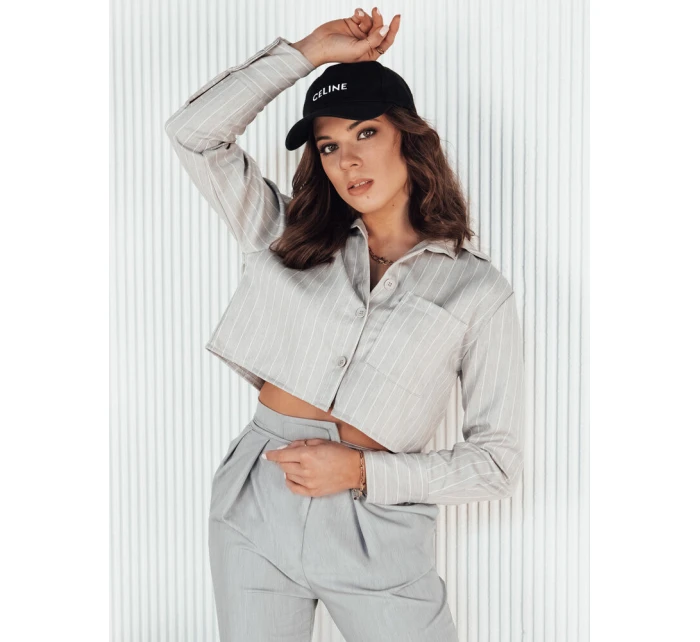 Dámská pruhovaná košile GIRSA šedá FashionStreet DY0402 Dámská pruhovaná košile GIRSA šedá FashionStreet DY0402