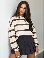 Bluza damska oversize w beżowa model 22352974 - FashionStreet Bluza damska oversize w beżowa model 22352974 - FashionStreet