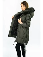 PIKOWANA DAMSKA KURTKA ZIMOWA Z KAPTUREM KHAKI model 21242036 - Libland PIKOWANA DAMSKA KURTKA ZIMOWA Z KAPTUREM KHAKI model 21242036 - Libland