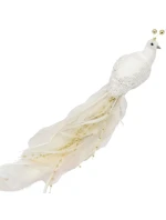 OZDOBNÝ PTÁČEK NA KLIPU 38CM BÍLÝ A ZLATÝ