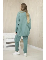Oversize bavlněný komplet teplákové + kalhoty tmavá máta Oversize bavlněný komplet teplákové + kalhoty tmavá máta