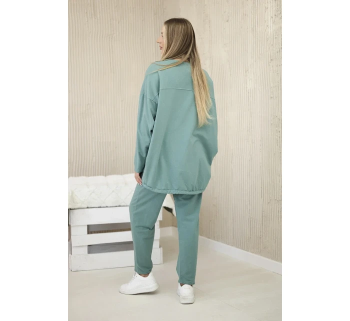 Oversize bavlněný komplet teplákové + kalhoty tmavá máta Oversize bavlněný komplet teplákové + kalhoty tmavá máta