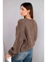 Dámský svetr s přídavkem s pletením a ozdobnými rukávy fango model 21857687 - K-Fashion