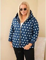 Dámská bunda Plus Size s kapucí a puntíky modrá granatowa Dámská bunda Plus Size s kapucí a puntíky modrá granatowa