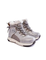 Dětské zateplené kozačky na zip Big Star KK374178 Stříbro