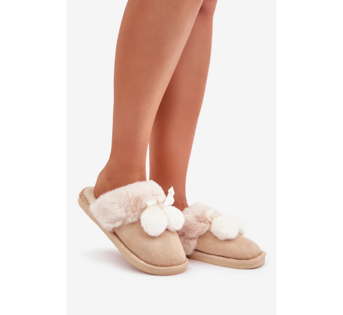 Dámské Pantofle S Kožíškem Béžové model 21681825 - Boto Dámské Pantofle S Kožíškem Béžové model 21681825 - Boto