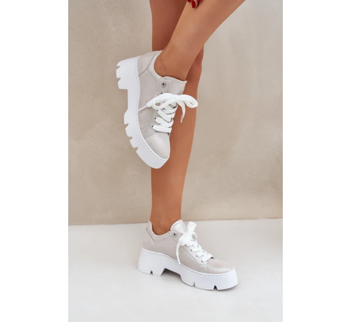 Tenisky Sportovní Boty Na Platformě model 21683579 Stříbrné - CheBello Tenisky Sportovní Boty Na Platformě model 21683579 Stříbrné - CheBello