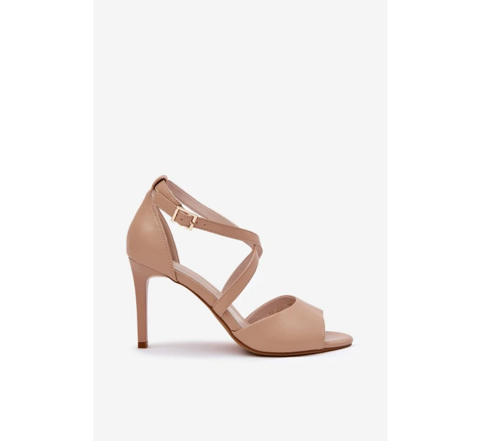 Sandály S Propletenými Popruhy Na Jehlách Sergio Leone SK432 Tmavě Béžové