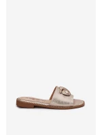 Dámské sandály na plochém podpatku s ozdobným detailem KV51-007 zlaté