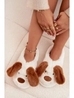 Kožešinové dámské pantofle pejskové hnědé Faylen