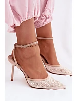 Dámské sandály na podpatku z eko kůže béžové Sedira