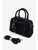 Kufříková Eko semišová kabelka s přívěskem Černá Sorielle