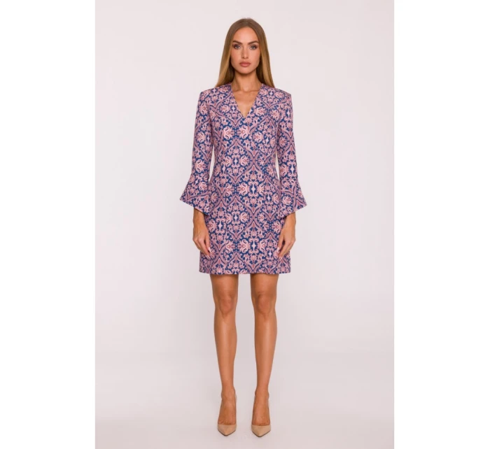 M877 Šaty s potiskem a širokými manžetami - model 3