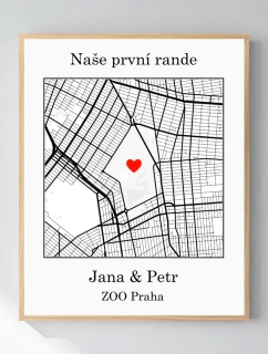 Personalizovaný plakát v rámu - 40x50 - mapa