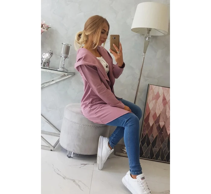 Volná bunda s kapucí 8928 tmavě růžová - Kesi