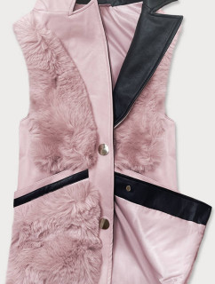 Růžová dámská vesta s kožíškem (BR9593-51)