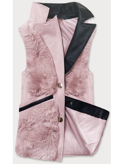 Růžová dámská vesta s kožíškem model 16151643 - S'WEST