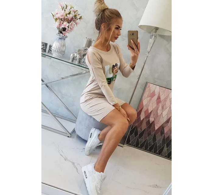 Šaty s potiskem Love béžové Šaty s potiskem Love béžové