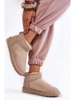 Dámské semišové nízké boty do sněhu Světle béžová model 21601968 - Boto Dámské semišové nízké boty do sněhu Světle béžová model 21601968 - Boto