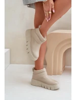 Zazoo 60470 Kožené boty zateplené vlnou na platformě světle béžové