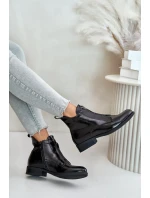 Lakované Nízké Dámské Kotníkové Boty Na Plochém Podpatku Zateplené Černé S.Barski Černé Lakované Nízké Dámské Kotníkové Boty Na Plochém Podpatku Zateplené Černé S.Barski Černé