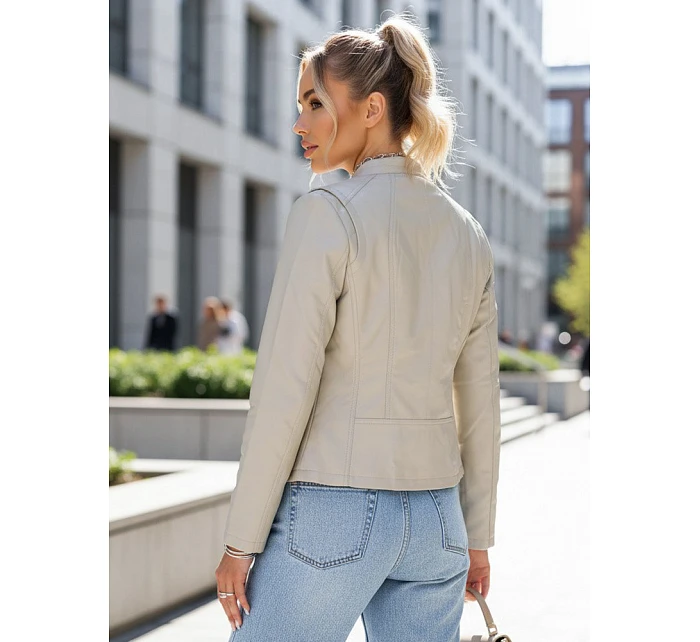 Kurtka skórzana damska szara model 22103279 - FashionStreet