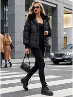 Dámská zimní prošívaná bunda s kožešinou, černá, FashionStreet TY5815 Dámská zimní prošívaná bunda s kožešinou, černá, FashionStreet TY5815