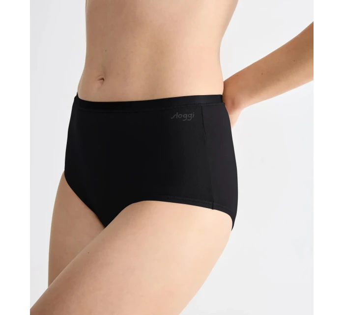 Dámské kalhotky GO Daily Cotton Highwaist 3P - BLACK - černé 0004 - SLOGGI Dámské kalhotky GO Daily Cotton Highwaist 3P - BLACK - černé 0004 - SLOGGI