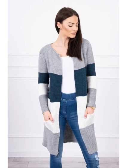 Šedý + tmavý džínový pruhovaný svetr Šedý + tmavý džínový pruhovaný svetr