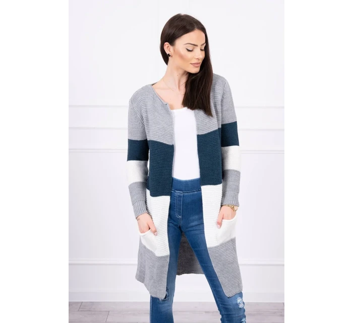 Šedý + tmavý džínový pruhovaný svetr Šedý + tmavý džínový pruhovaný svetr