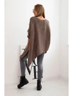 Dámský asymetrický vlněný svetr Plus Size s V výstřihem fango